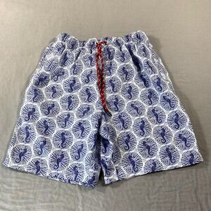 Nat Nast Swim Trunks Mens‎ Small Blue Seahorse Mesh Lined Shorts Bathing Suit